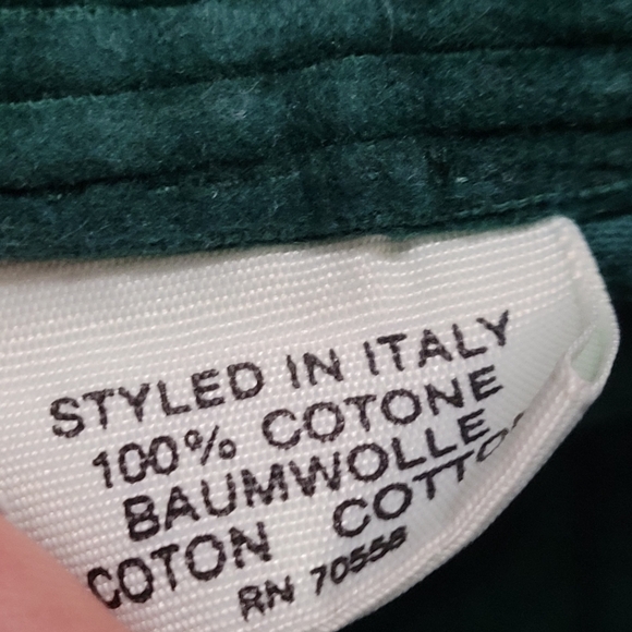 80s Vintage Deep Green Corduroy Pleated Trousers Size 26/27 Pleated Cotton - Picture 3 of 9